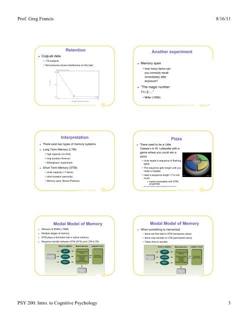 Introduction to Cognitive Psychology - Department of Psychological ...