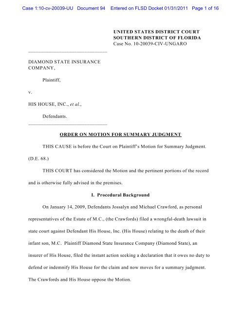 Download Diamond State Insurance Co. v. His House Inc.