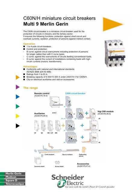 C60N/H miniature circuit breakers Multi 9 Merlin Gerin - TE-EPC-LPC