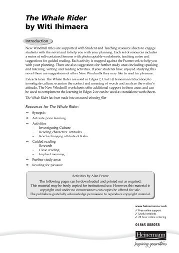 The Whale Rider worksheets - Pearson Schools