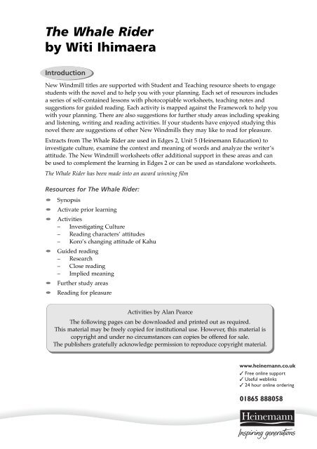 The Whale Rider worksheets - Pearson Schools