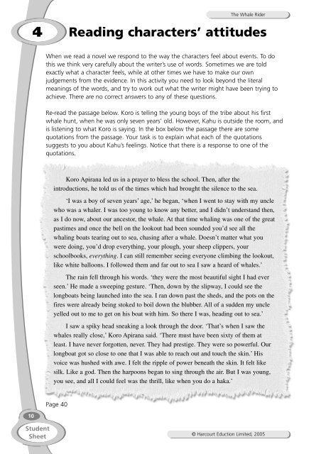 The Whale Rider worksheets - Pearson Schools