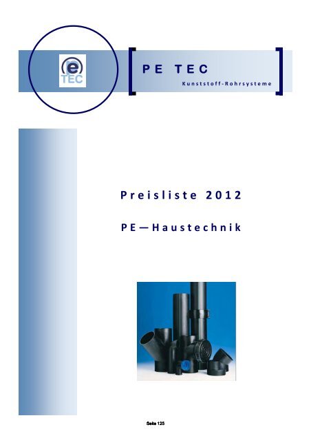 PE Preisliste 2012 Rohre Formteile Verbindungstechnik