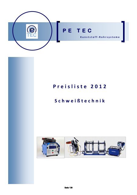 PE Preisliste 2012 Rohre Formteile Verbindungstechnik