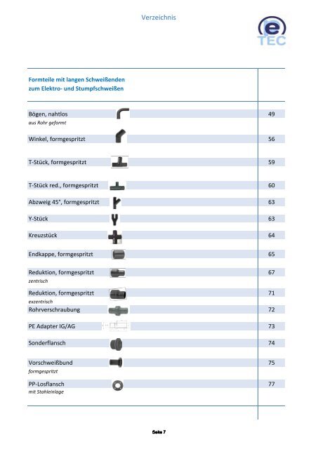 PE Preisliste 2012 Rohre Formteile Verbindungstechnik