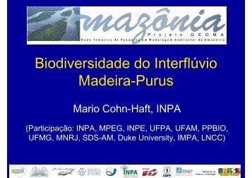 Biodiversidade do Interflúvio Madeira-Purus - Geoma - LNCC