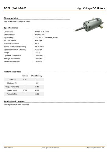 Johnson DC Motors - Johnson Electric - PDF Catalogue Technical