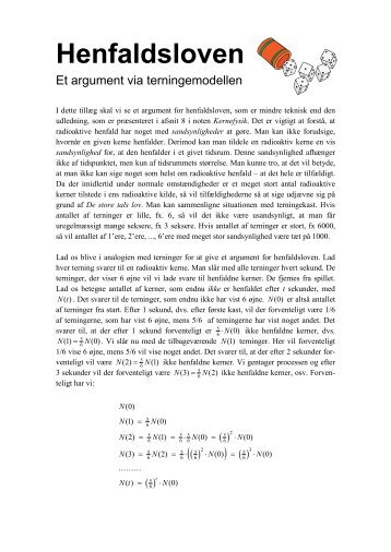 Henfaldsloven - Et argument via terningemodellen - matematikfysik