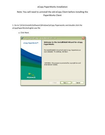 eCopy PaperWorks Installation Note: You will need ... - Chatham Blogs