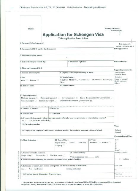 Schengen Visa Application Form - VFS Global