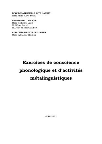 Exercices de conscience phonologique et d ... - Etab.ac-caen.fr