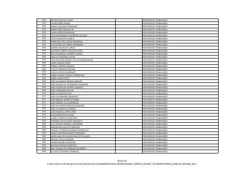 2011 Beneficiarios de apoyo al empleo (SEFOME) - Gobierno del ...