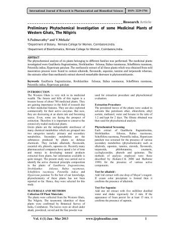 Preliminary Phytochemical Investigation of some Medicinal Plants of ...