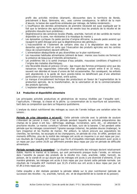 Évaluation de la sécurité alimentaire Zone de Santé de Likati ...