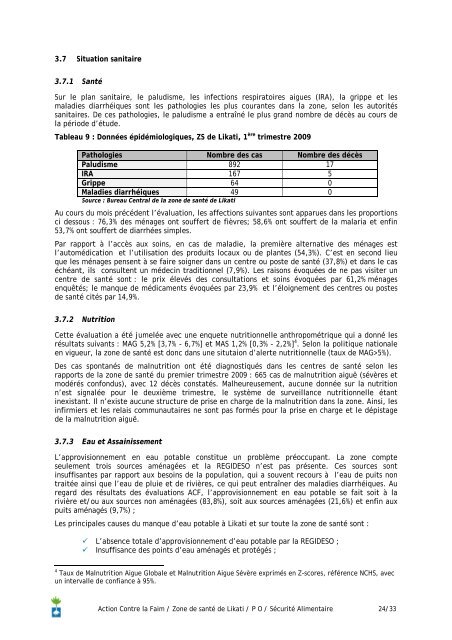 Évaluation de la sécurité alimentaire Zone de Santé de Likati ...