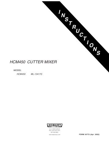 HCM450 Instruction Manual - Hobart Food Equipment