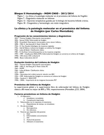 HematologÃ­a I: E. de Hodgkin, Linfomas, CLL, CitogenÃ©tica