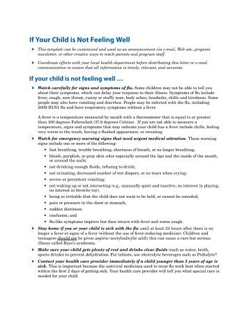 If Your Child is Not Feeling Well