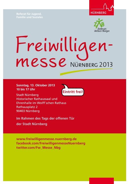 Eintritt frei! - Freiwilligenmesse 2013 - Stadt NÃ¼rnberg