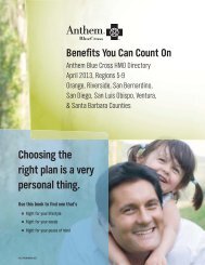 Anthem Blue Cross HMO Directory - Regions 5-9 - My Benefit Choices