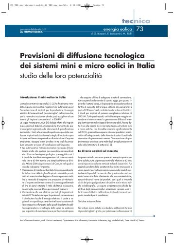 Articolo scaricabile gratuitamente in PDF (355 Kb) - La Termotecnica