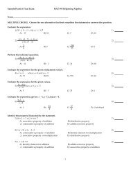 Sample/Practice Final Exam MAT 095 Beginning Algebra ...