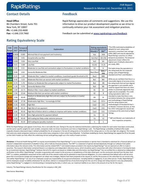 The FHR™ Report - Rapid Ratings