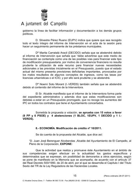 Pleno ACTA 15-2011P.pdf - Ayuntamiento de El Campello