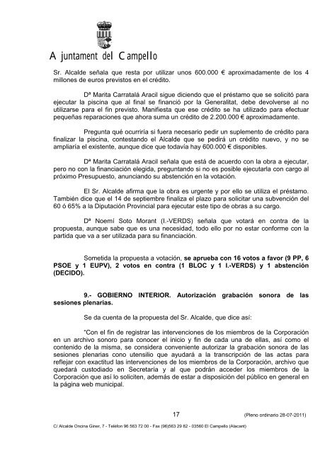 Pleno ACTA 15-2011P.pdf - Ayuntamiento de El Campello