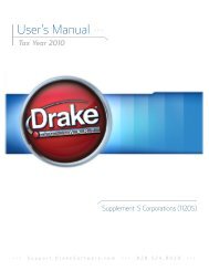 Drake Software User's Manual Supplement: S Corporations (1120S)