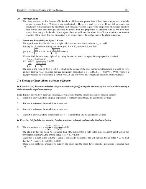 Chapter 7. Hypothesis Testing with One Sample