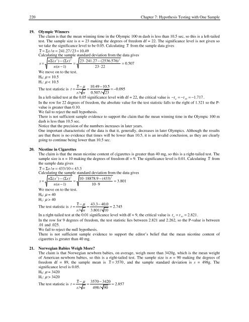 Chapter 7. Hypothesis Testing with One Sample