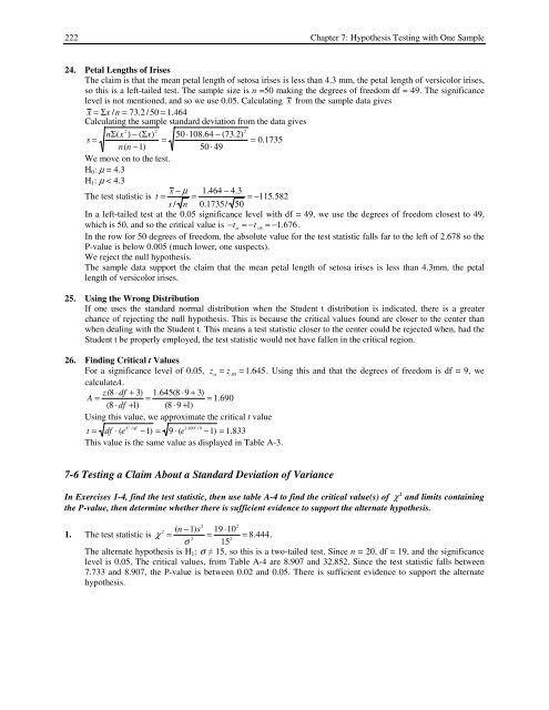 Chapter 7. Hypothesis Testing with One Sample