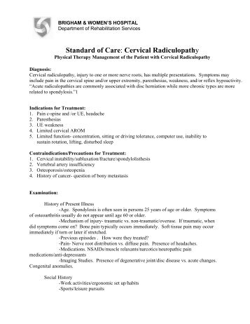 Standard of Care: Cervical Radiculopathy - Suncoastseminars.com