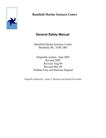 BMSC General Safety Manual - Bamfield Marine Sciences Centre