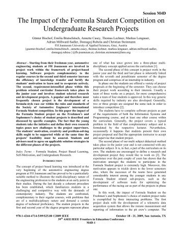 The Impact of the Formula Student Competition on Undergraduate ...