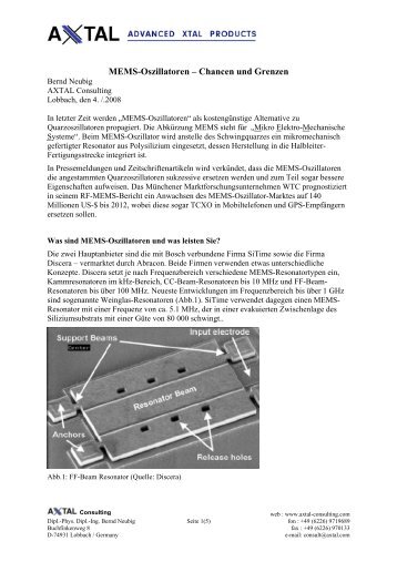 MEMS-Oszillatoren â Chancen und Grenzen - AXTAL