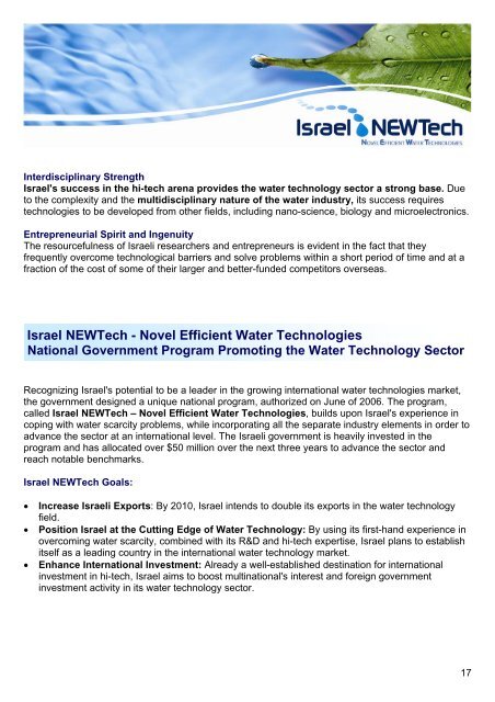 Novel Efficient Water Technologies