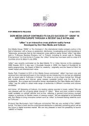 DORI MEDIA GROUP CONTINUES ITS SALES ... - Catalyst fund