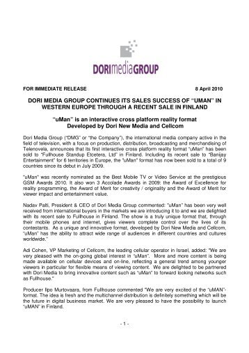 DORI MEDIA GROUP CONTINUES ITS SALES ... - Catalyst fund