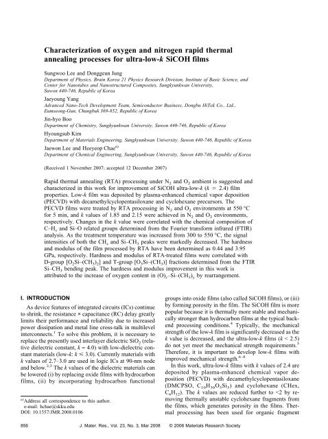 Characterization of oxygen and nitrogen rapid thermal annealing ...