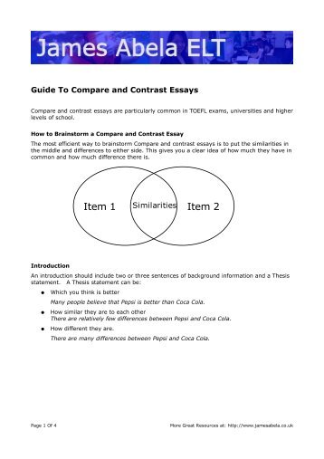 Guide To Compare and Contrast Essays - James Abela ELT