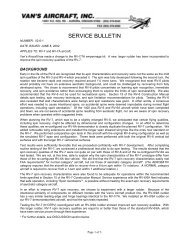SERVICE BULLETIN - Van's Aircraft, Inc.