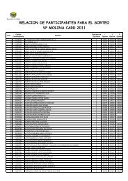 relacion de participantes para el sorteo vp molina card 2011