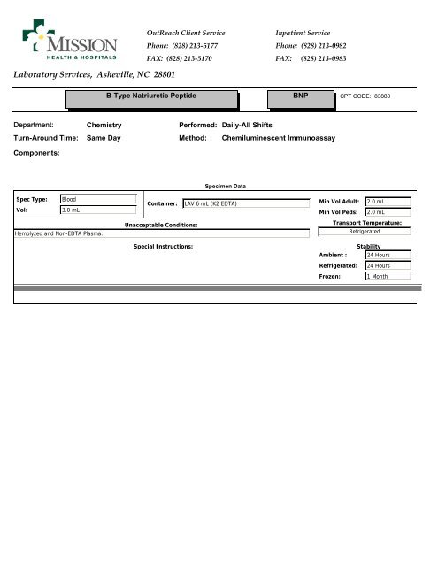 Laboratory Services, Asheville, NC 28801 - Mission Health