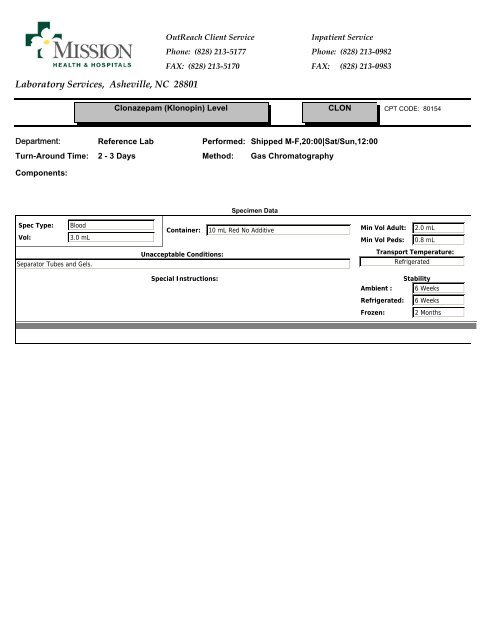 Laboratory Services, Asheville, NC 28801 - Mission Health