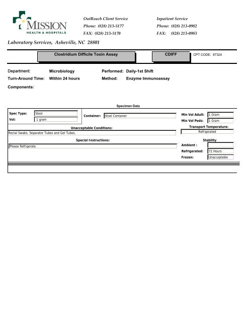 Laboratory Services, Asheville, NC 28801 - Mission Health