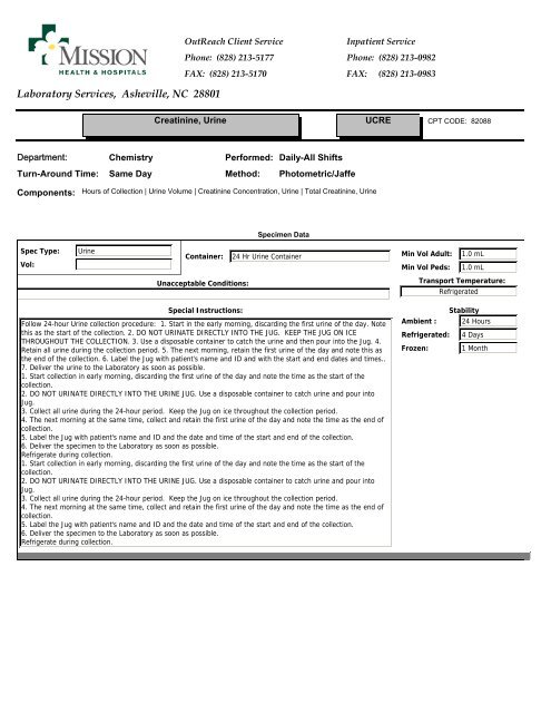 Laboratory Services, Asheville, NC 28801 - Mission Health