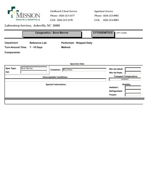 Laboratory Services, Asheville, NC 28801 - Mission Health