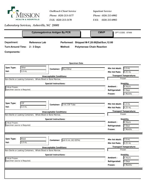 Laboratory Services, Asheville, NC 28801 - Mission Health